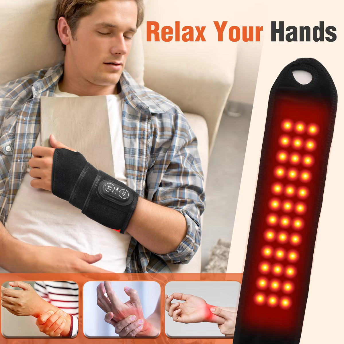 Wireless Red Light Therapy Wrap with Heat & Vibration for Knee, Elbow, Wrist & Ankle