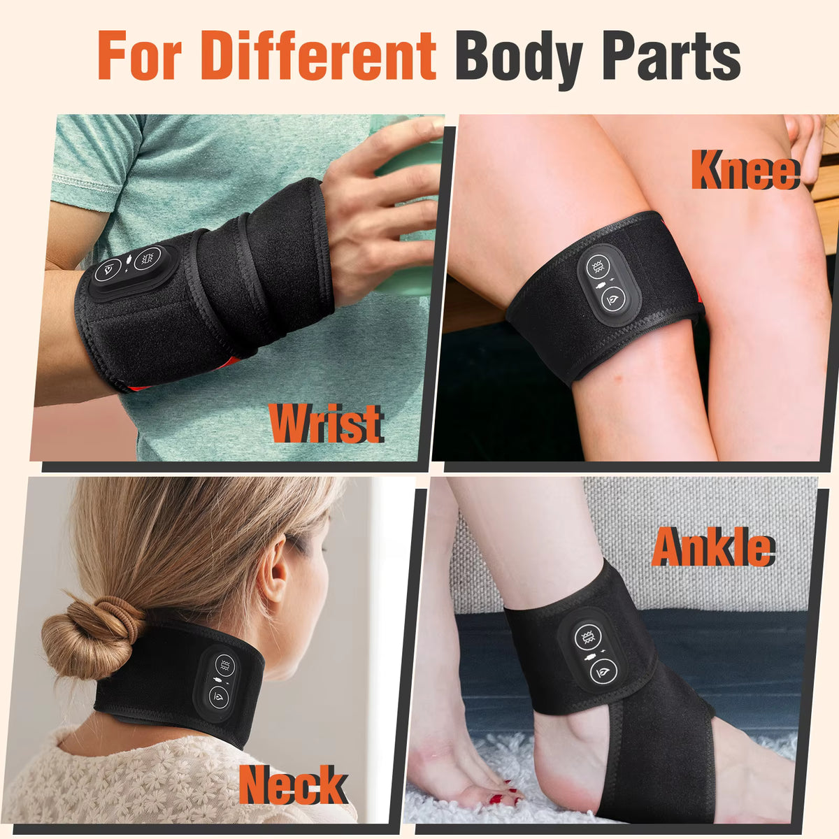 Wireless Red Light Therapy Wrap with Heat & Vibration for Knee, Elbow, Wrist & Ankle