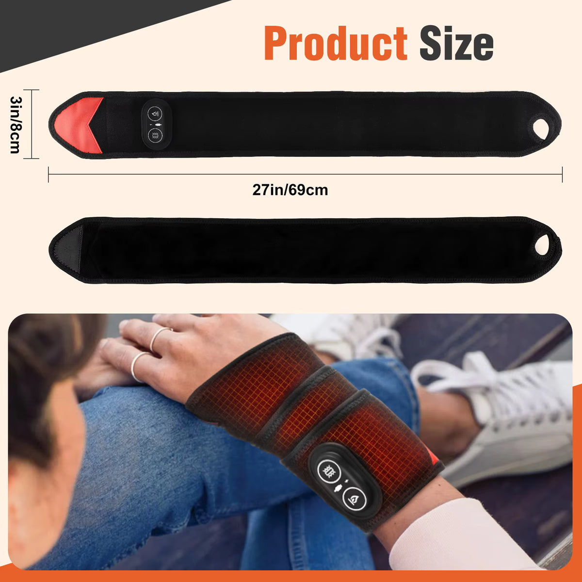 Wireless Red Light Therapy Wrap with Heat & Vibration for Knee, Elbow, Wrist & Ankle